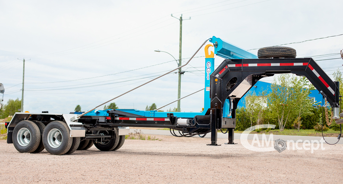 CL242DGN16 - JIB Trailer 2 axles Goose Neck DUAL JIB 24K Capacity - for 12 to 18-foot Containers
